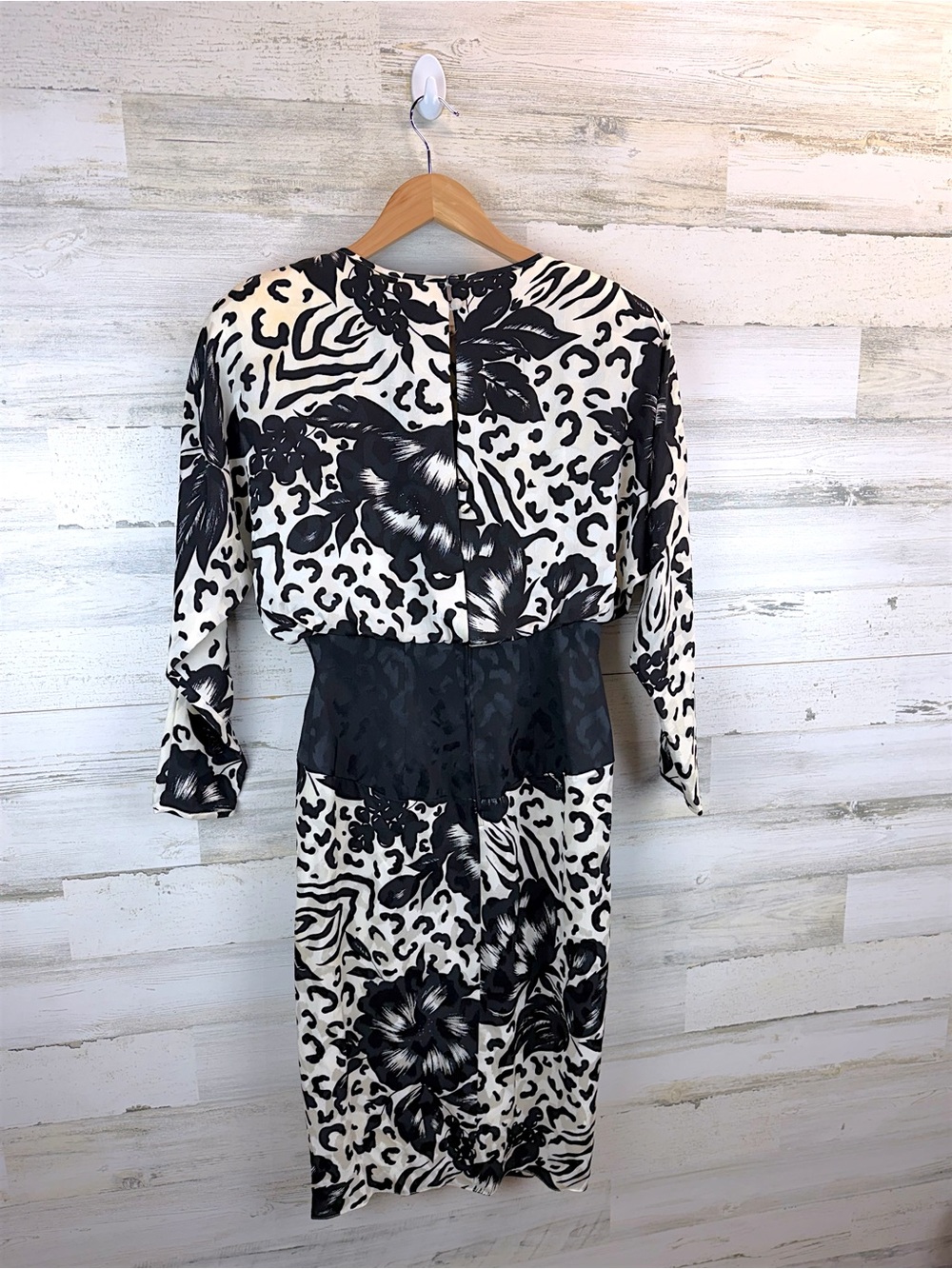 Vintage Lillie Rubin 100% Silk Cocktail Dress Black White Beaded Size 8 - Picture 4 of 14